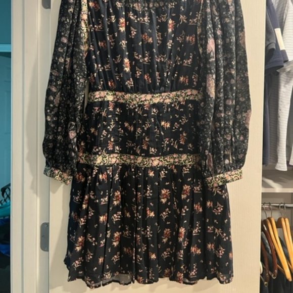 Rebecca Taylor La Vie- Black Combo Print Mix Short Dress - Picture 4 of 9